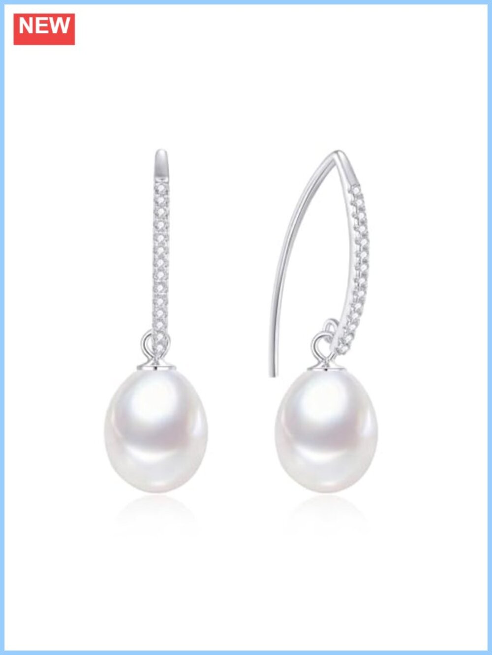 925 Sterling Silver Freshwater Pearl Drop Earrings Teardrop Dangle Gift